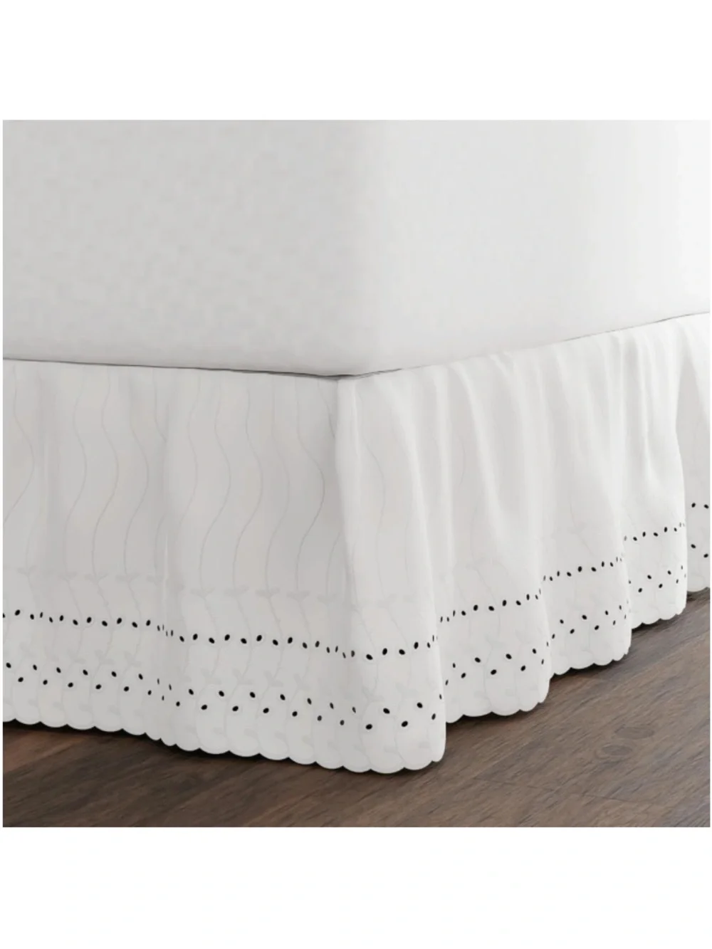 WHITE Eyelet Bed Skirt 14” Drop - KING